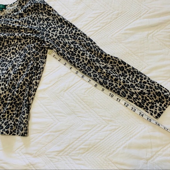 Ralph Lauren grey gray long sleeve leopard cheetah print tee t-shirt top Small - Picture 4 of 6